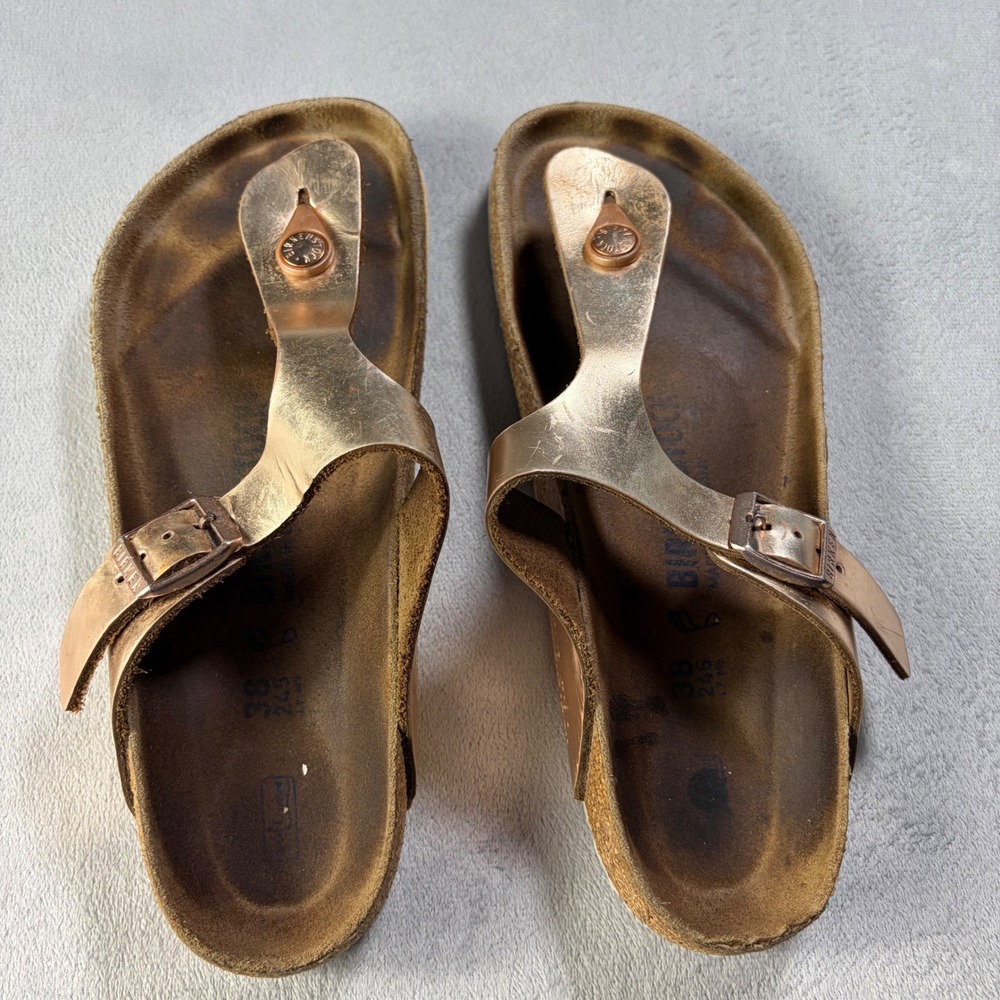 Birkenstock Gizeh Metallic Copper Rose Gold Thong Sandals Womens 38 L7 M5